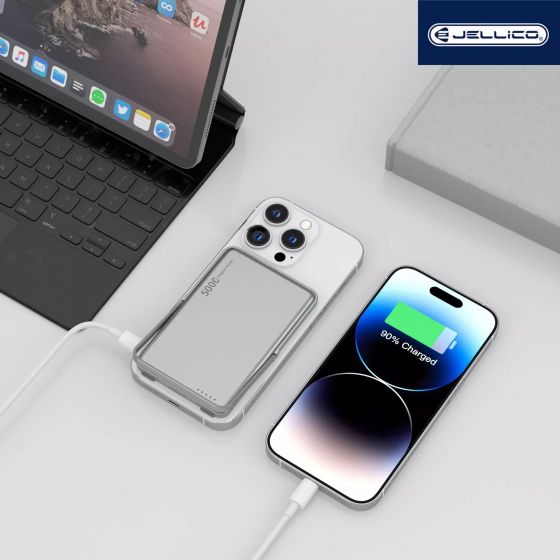 Power Bank MAGSAFE Ultraslim (Batterie Externe) 5000mAh 15W JELLICO P39 (Boite/BLISTER) gris Power Bank MAGSAFE Ultraslim (Batterie Externe) 5000mAh 15W JELLICO P39 (Boite/BLISTER) gris