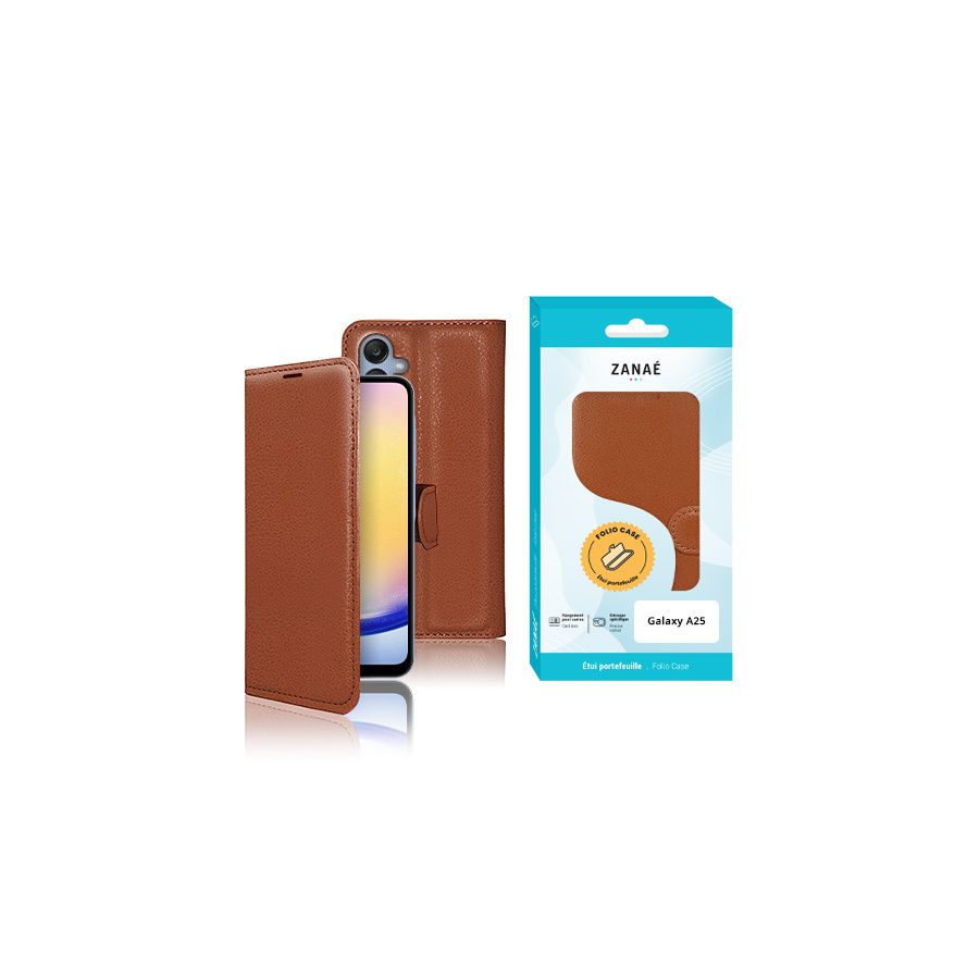 Etui Portefeuille Zanae pour Galaxy A25, Marron
