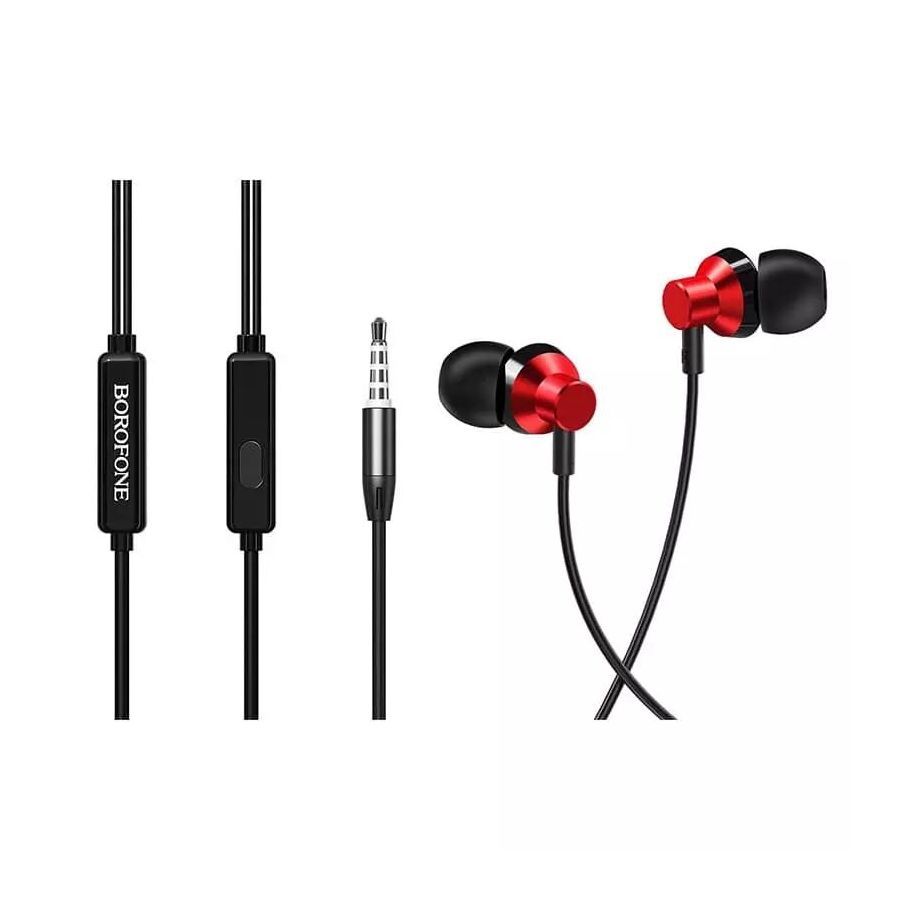 BOROFONE intra-auriculaire (jack) BM35 (Boite/blister) noir/rouge