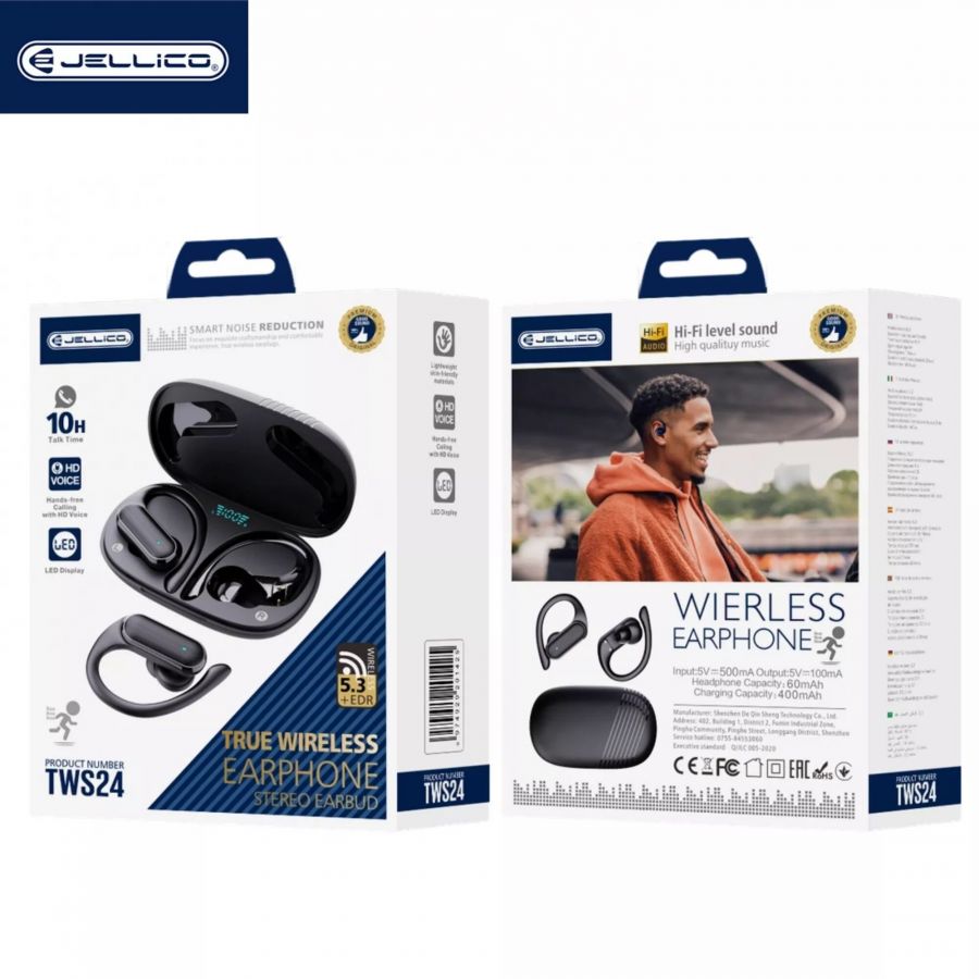 Écouteurs sans fil bluetooth intra-auriculaire JELLICO TWS24 (Boite/blister) noir