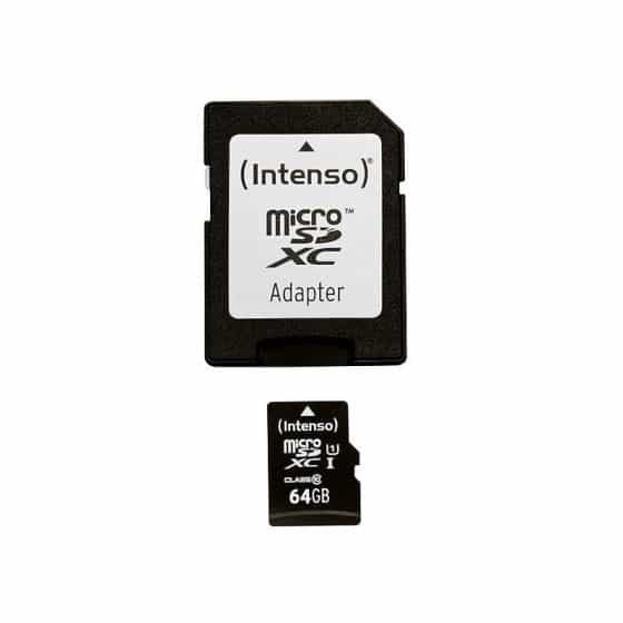Carte Mémoire Micro SD avec Adaptateur INTENSO 34234 UHS-I XC Premium Noir 64 GB
