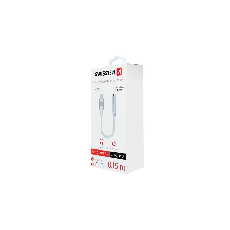 Adapteur USB-C / Jack Swissten, Silver Adapteur USB-C / Jack Swissten, Silver