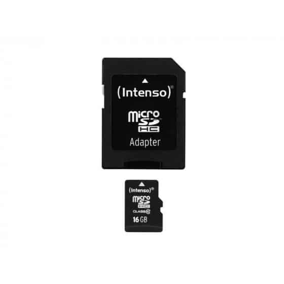 Carte Mémoire Micro SD avec Adaptateur INTENSO Class 10 Noir 16 GB
