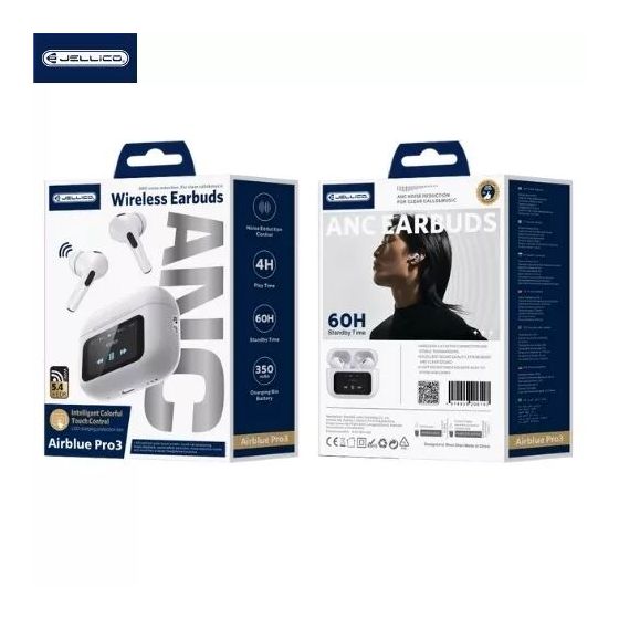 Écouteurs sans fil bluetooth avec écran tactile Airpods Pro 3 JELLICO AirBlue Pro 3 (Boite/blister) blanc Écouteurs sans fil bluetooth avec écran tactile Airpods Pro 3 JELLICO AirBlue Pro 3 (Boite/blister) blanc