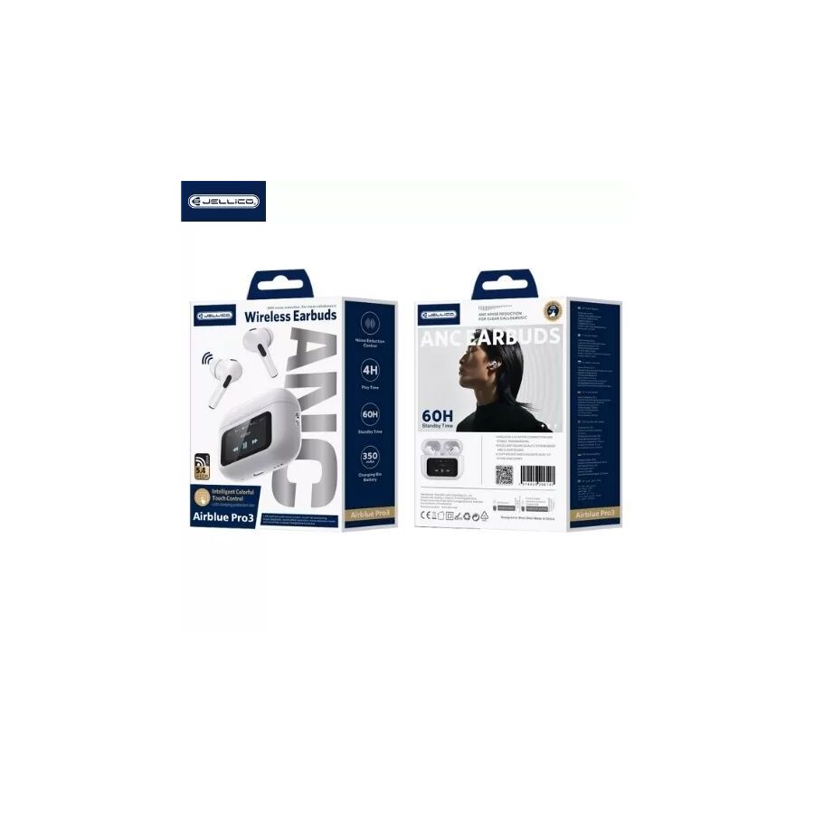 Écouteurs sans fil bluetooth avec écran tactile Airpods Pro 3 JELLICO AirBlue Pro 3 (Boite/blister) blanc