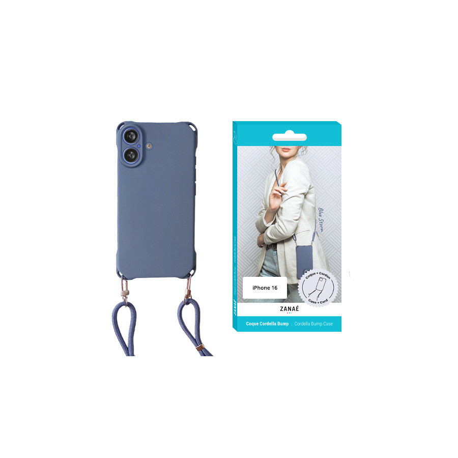 Coque Cordella Bump pour iPhone 16, Bleu orage
