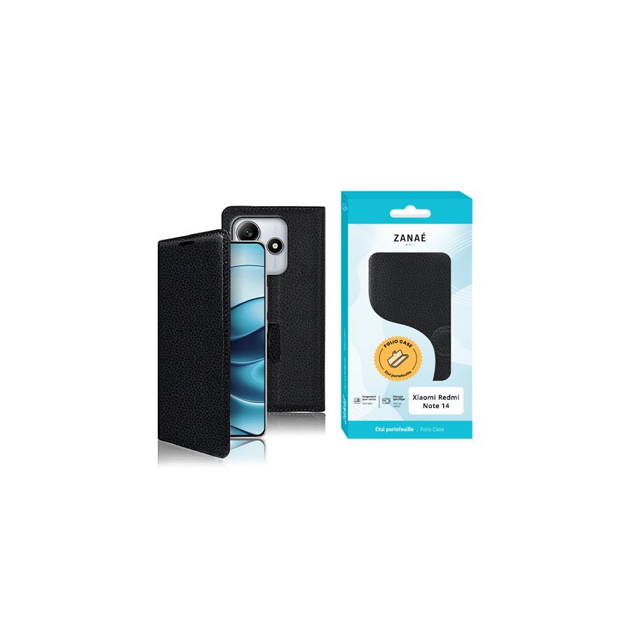 Etui Portefeuille Zanae pour Redmi Note 14 4G, Noir