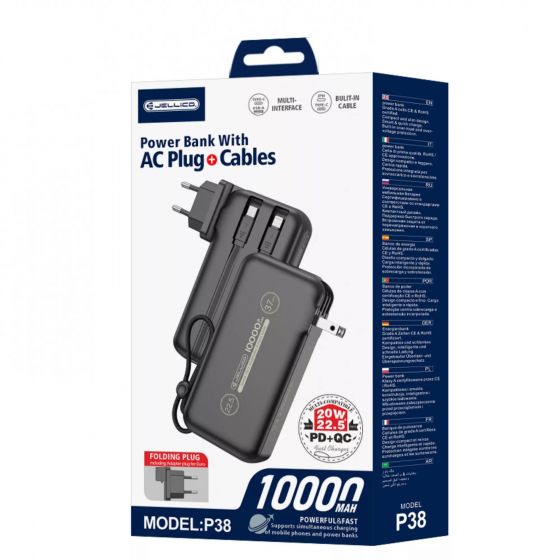 Power Bank (Batterie Externe) 10000mAh 22.5W JELLICO P38 (Boite/blister) noir
