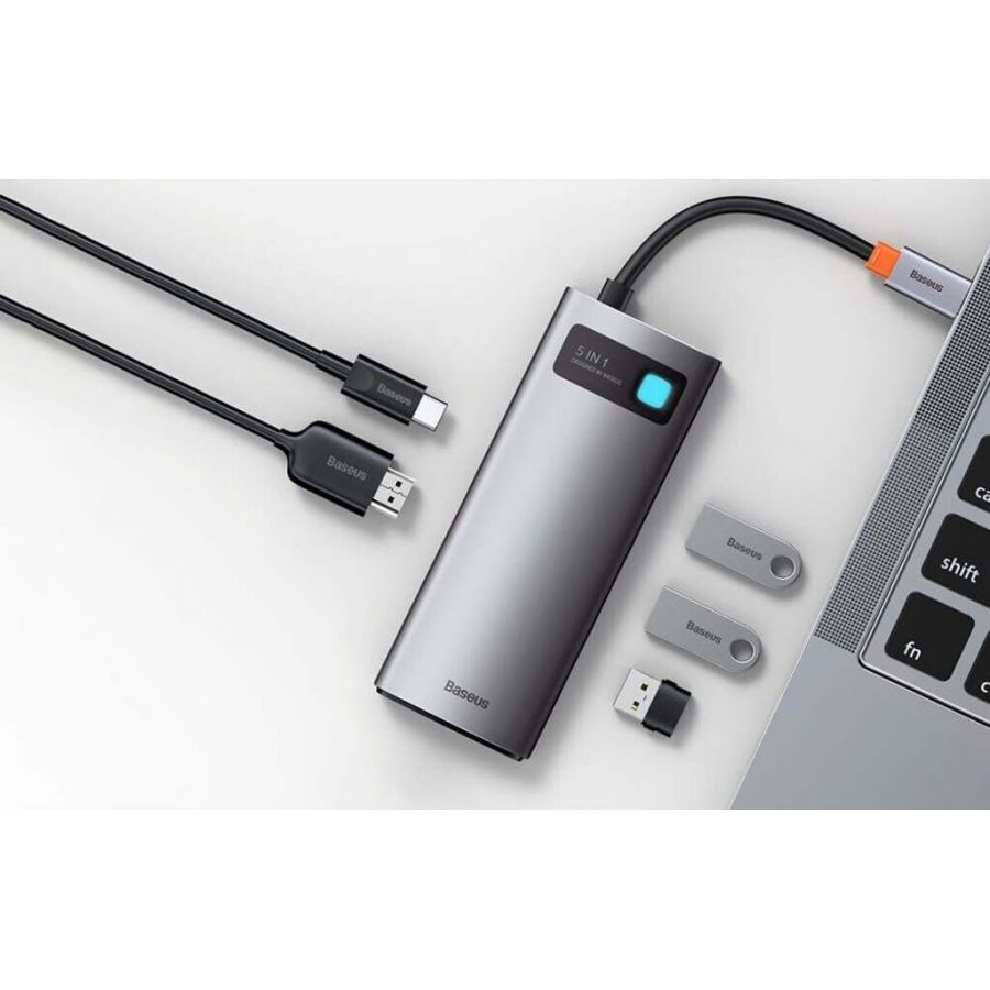 Hub Baseus BS-OH080 5 en 1 Type-C Argent