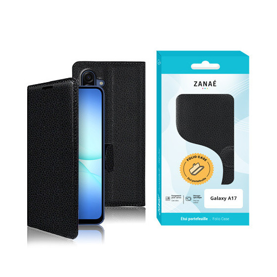 Etui Portefeuille Zanae pour Galaxy A17, Noir