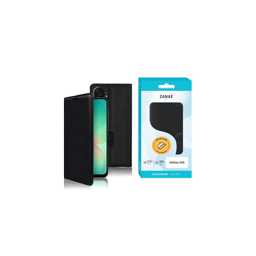 Etui Portefeuille Zanae pour Galaxy A26, Noir Etui Portefeuille Zanae pour Galaxy A26, Noir