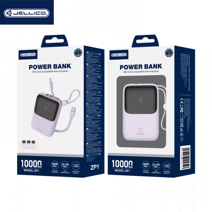 Power Bank JELLICO ZP1 - Batterie Externe 10000mAh, 22.5W, Violet