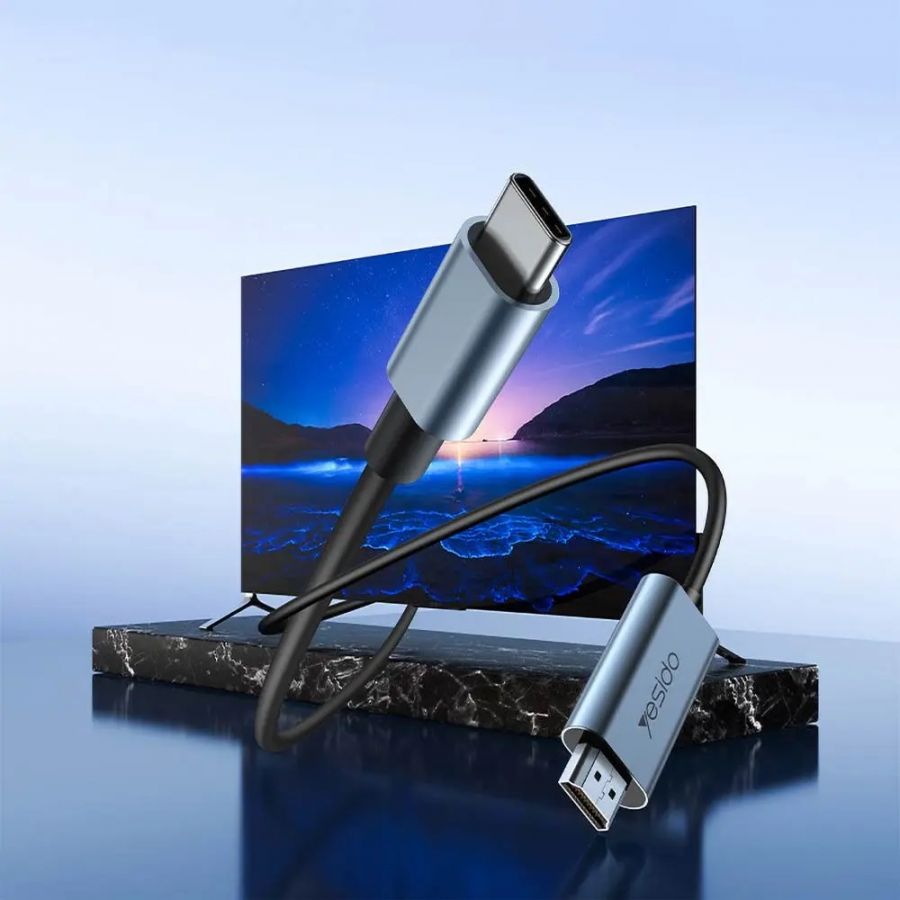 Câble USB-C Mâle vers HDMI Yesido Mâle 4K (60Hz) 2m - HM10 - Noir