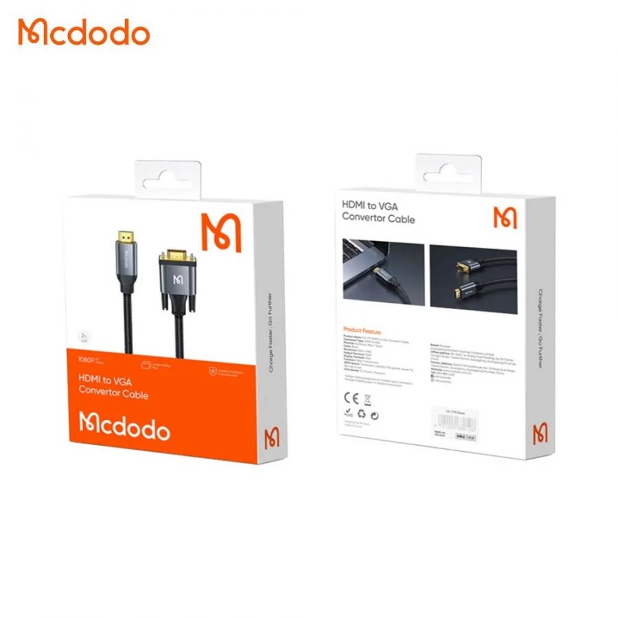 Câble HDMI Mâle vers VGA Mcdodo Mâle 2m - CA-7770 - Noir