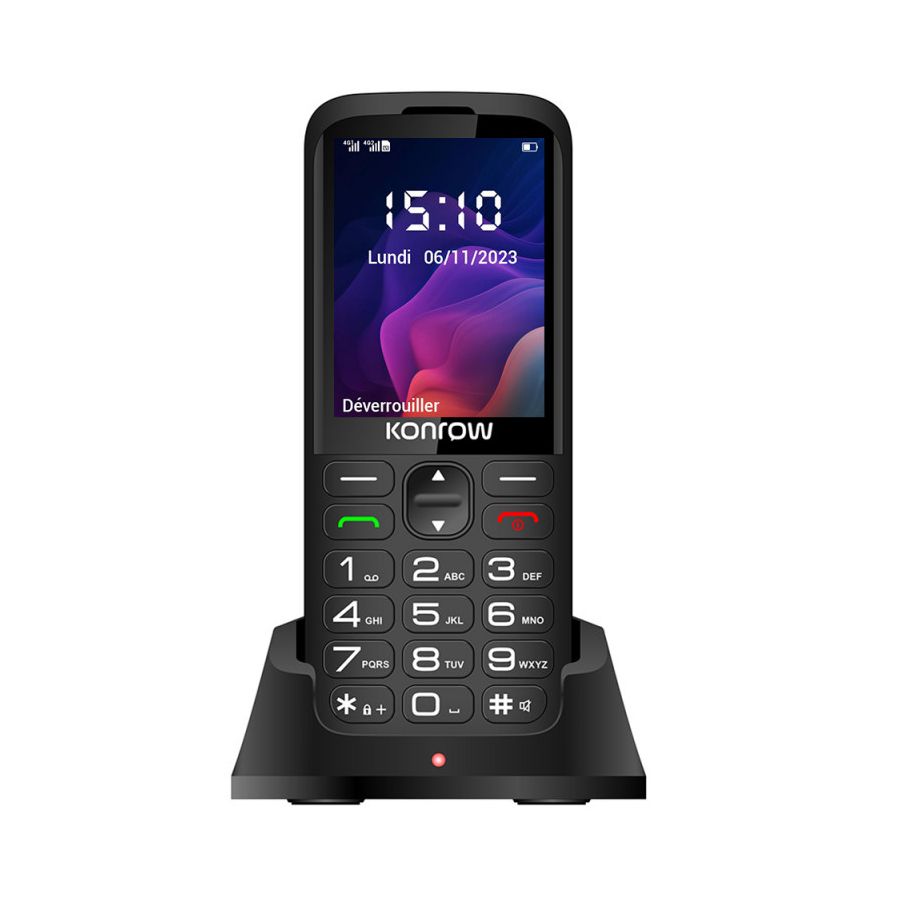 Konrow Senior 280 Next 4G (2.8'' - Double Sim - Avec Station de charge) Noir Konrow Senior 280 Next 4G (2.8'' - Double Sim - Avec Station de charge) Noir