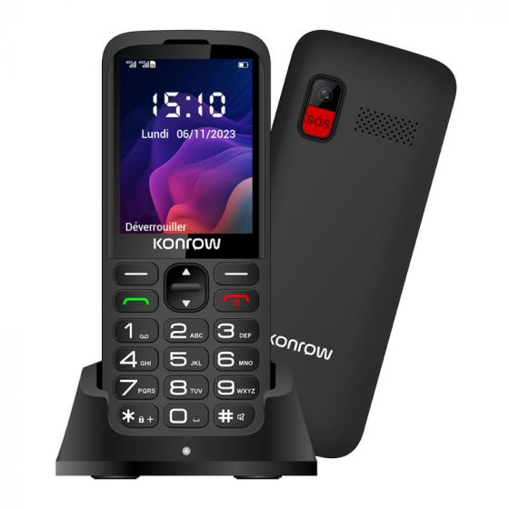 Konrow Senior 280 Next 4G (2.8'' - Double Sim - Avec Station de charge) Noir Konrow Senior 280 Next 4G (2.8'' - Double Sim - Avec Station de charge) Noir