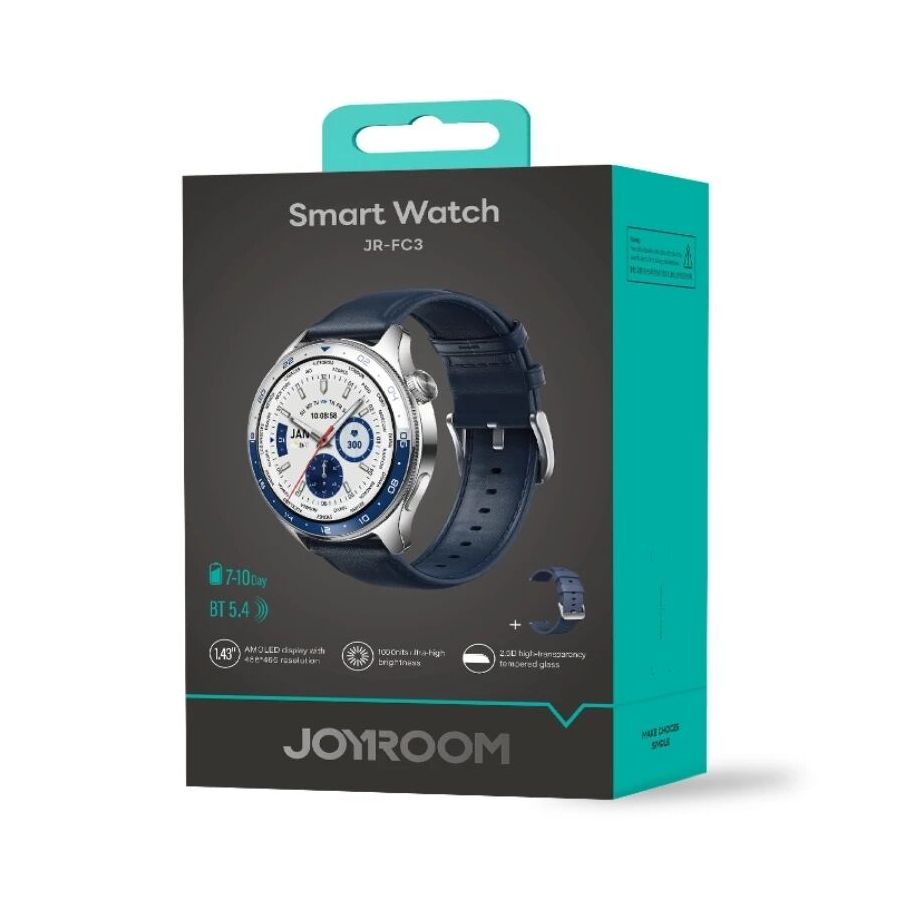 Montre Connectée, smartwatch JOYROOM JR-FC3 Classic Series bleue