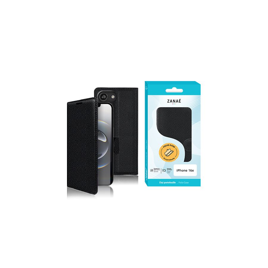 Etui Portefeuille Zanae pour iPhone 16e, Noir