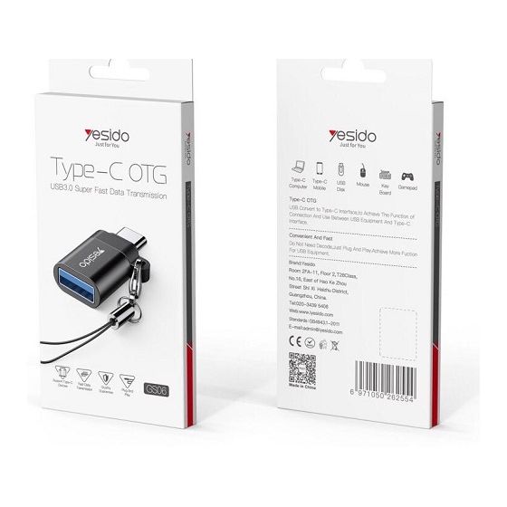 Adaptateur OTG USB Femelle vers Type-C Mâle Yesido GS06