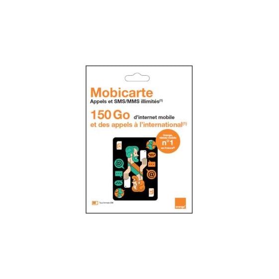 CARTE SIM PRÉPAYÉE ORANGE MOBILE (INTERNET 150Go SMS/MMS ILLIMITES 24/24)