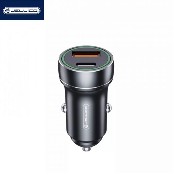 JELLICO Adaptateur secteur double ports USB (18W) + USB-C/Type C (20W) voiture JELLICO F4 noir