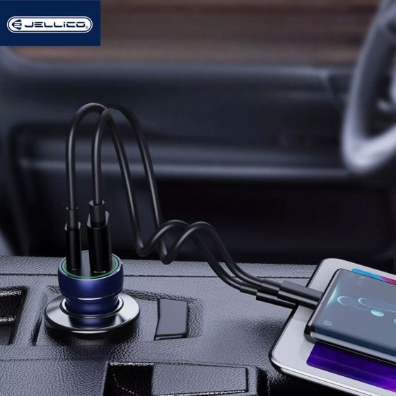 JELLICO Adaptateur secteur double ports USB (18W) + USB-C/Type C (20W) voiture JELLICO F4 noir