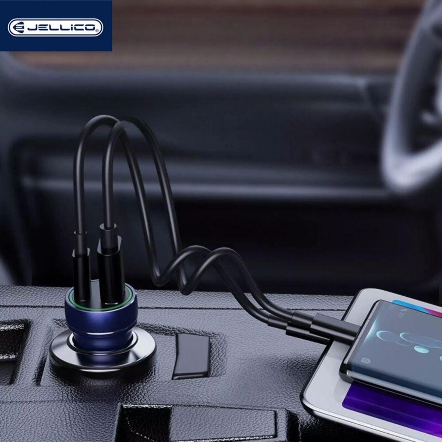 JELLICO Adaptateur secteur double ports USB (18W) + USB-C/Type C (20W) voiture JELLICO F4 noir