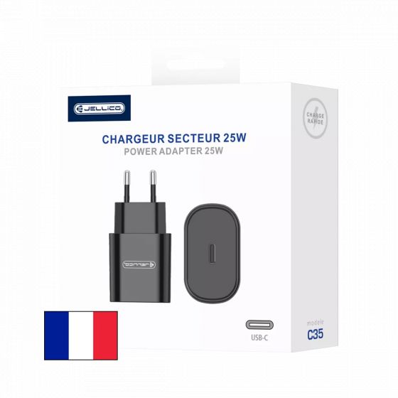 Adaptateur secteur USB-C (25W) JELLICO C35 (Boite/blister) Noir