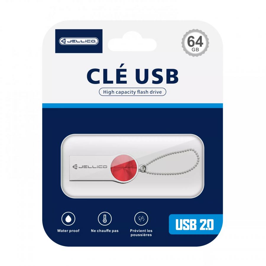 Clé USB JELLICO V08 64go rouge (Boite/ Blister)