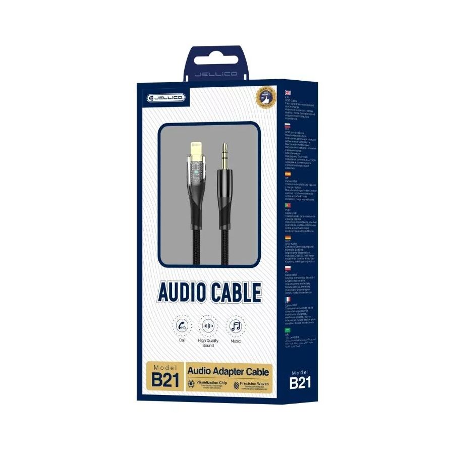 Cable Audio Lightning vers Jack (3.5mm) 1.2 mètres JELLICO B21 noir