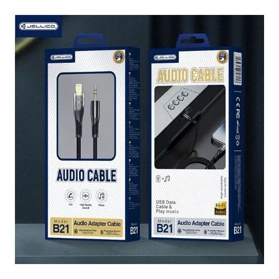 Cable Audio Lightning vers Jack (3.5mm) 1.2 mètres JELLICO B21 noir