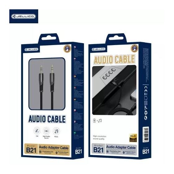 Cable Audio Jack vers Jack (3.5mm) 1.2 mètres JELLICO B21 noir