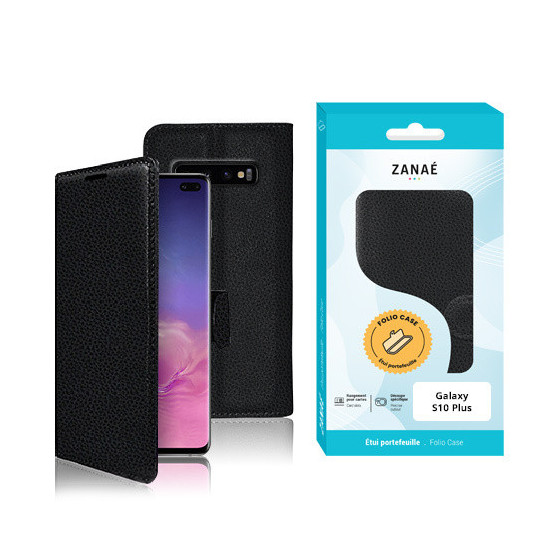 Etui Portefeuille Zanae pour Samsung Galaxy S10 Plus, Noir