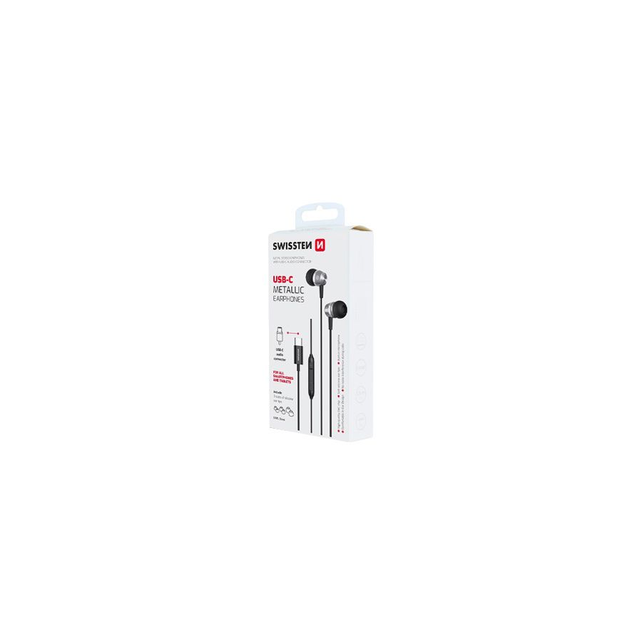 Kit mains libres, Ecouteurs Connectique USB-C, Swissten, Noir