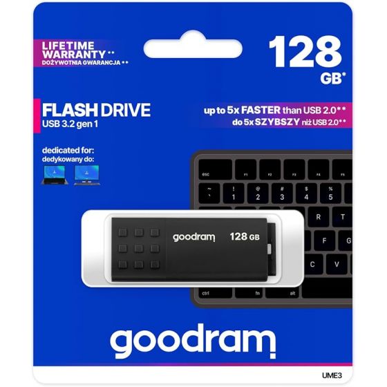 Clé USB Goodram UME3 128 Go – USB 3.2 Gen 1 – Noir