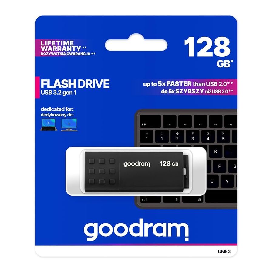 Clé USB Goodram UME3 128 Go – USB 3.2 Gen 1 – Noir