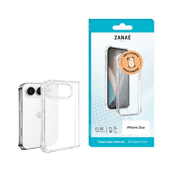 Coque Silicone transparent avec coins renforces pour iPhone DUO, transparent