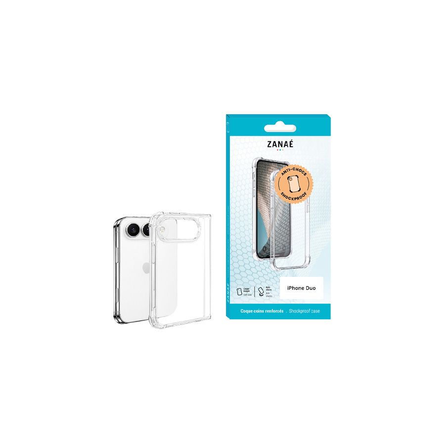 Coque Silicone transparent avec coins renforces pour iPhone DUO, transparent